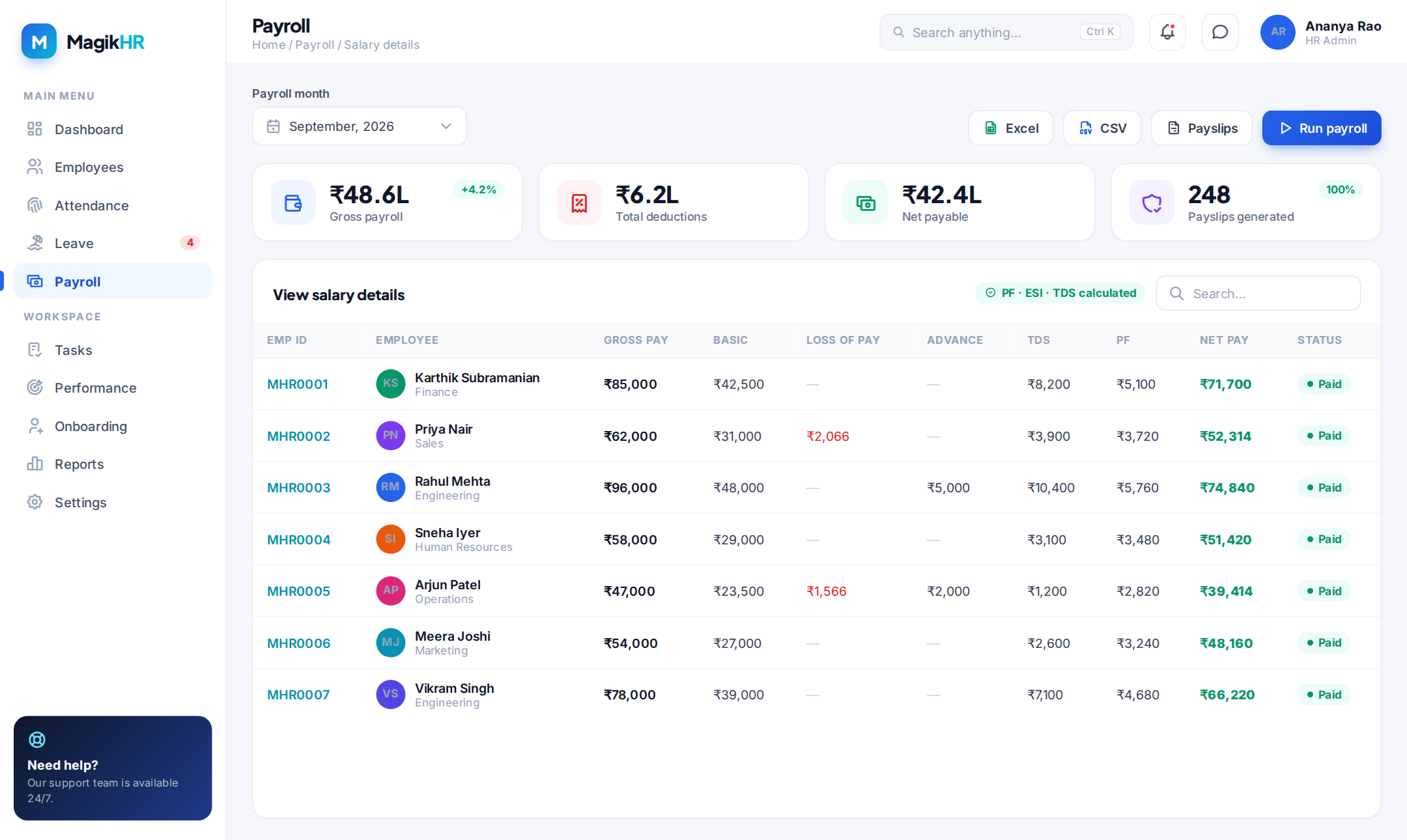 MagikHR Salary Details screen